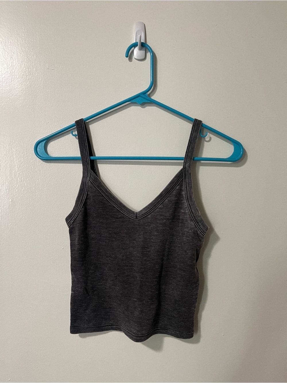 American Eagle Outfitters Cropped Charcoal Ribbed V-Neck Camisole